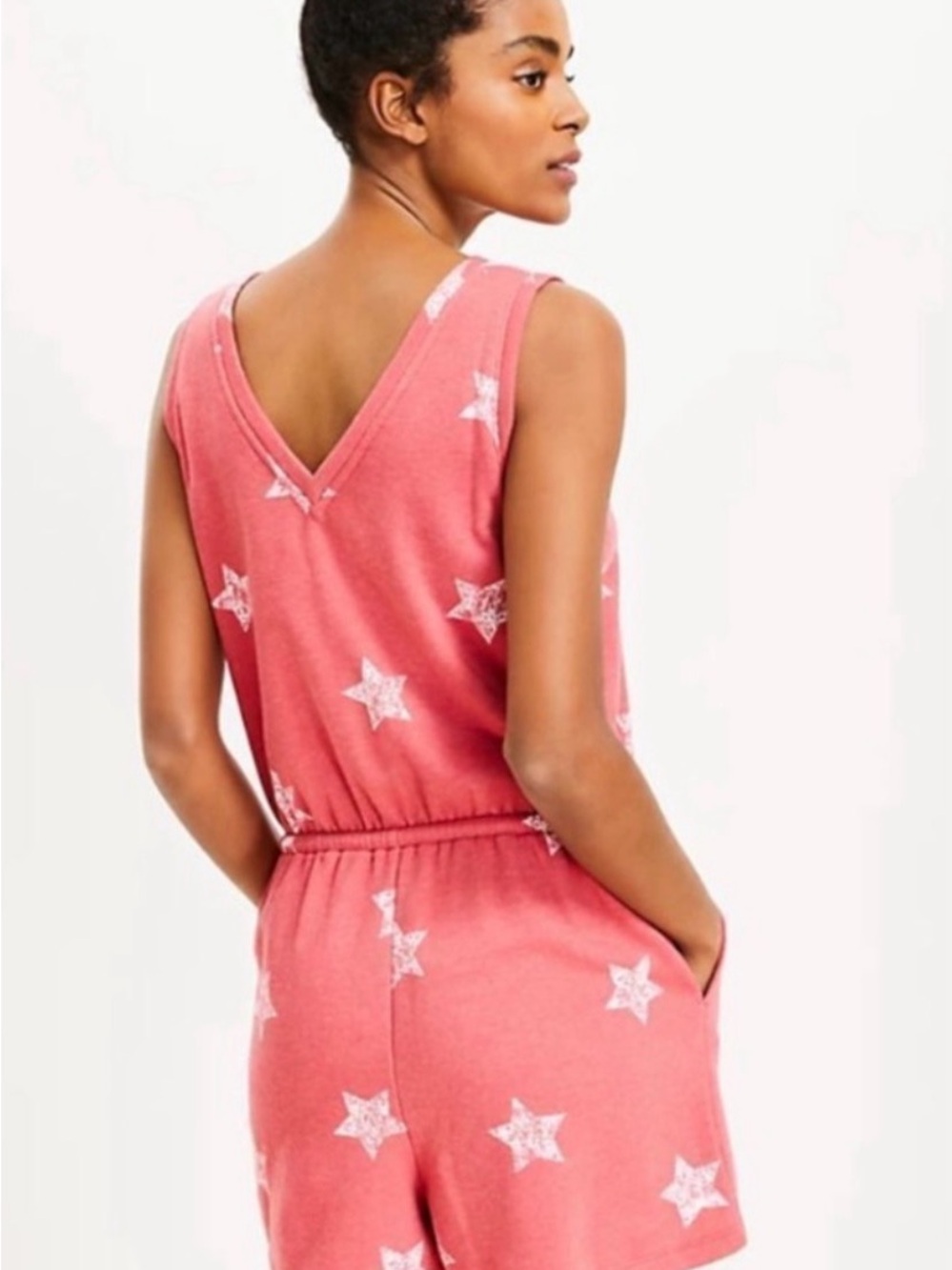 Lou & Gray Sleeveless Drawstring Romper - Coral Pink - Picture 2 of 6